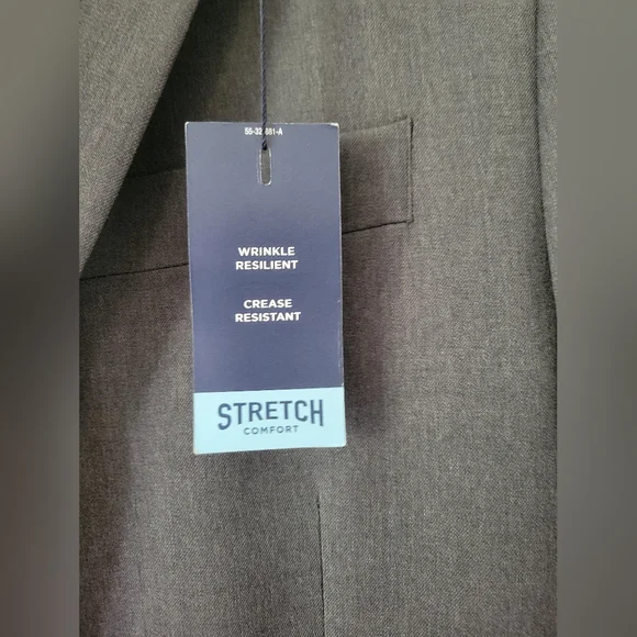 NWT Stafford Men's Gray Blazer Stretch 48 L Long Classic Fit